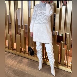 Anthropologie Sleeping On Snow Eyelash Wool Alpaca Blend Sweater Dress Fuzzy S